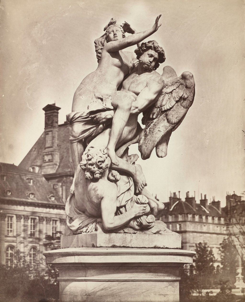 Tuileriák szobra: G. Marsy és A. Flamen: Boreas elrabolja Orythiát,1859 (fotó) alkotó: Charles Nègre