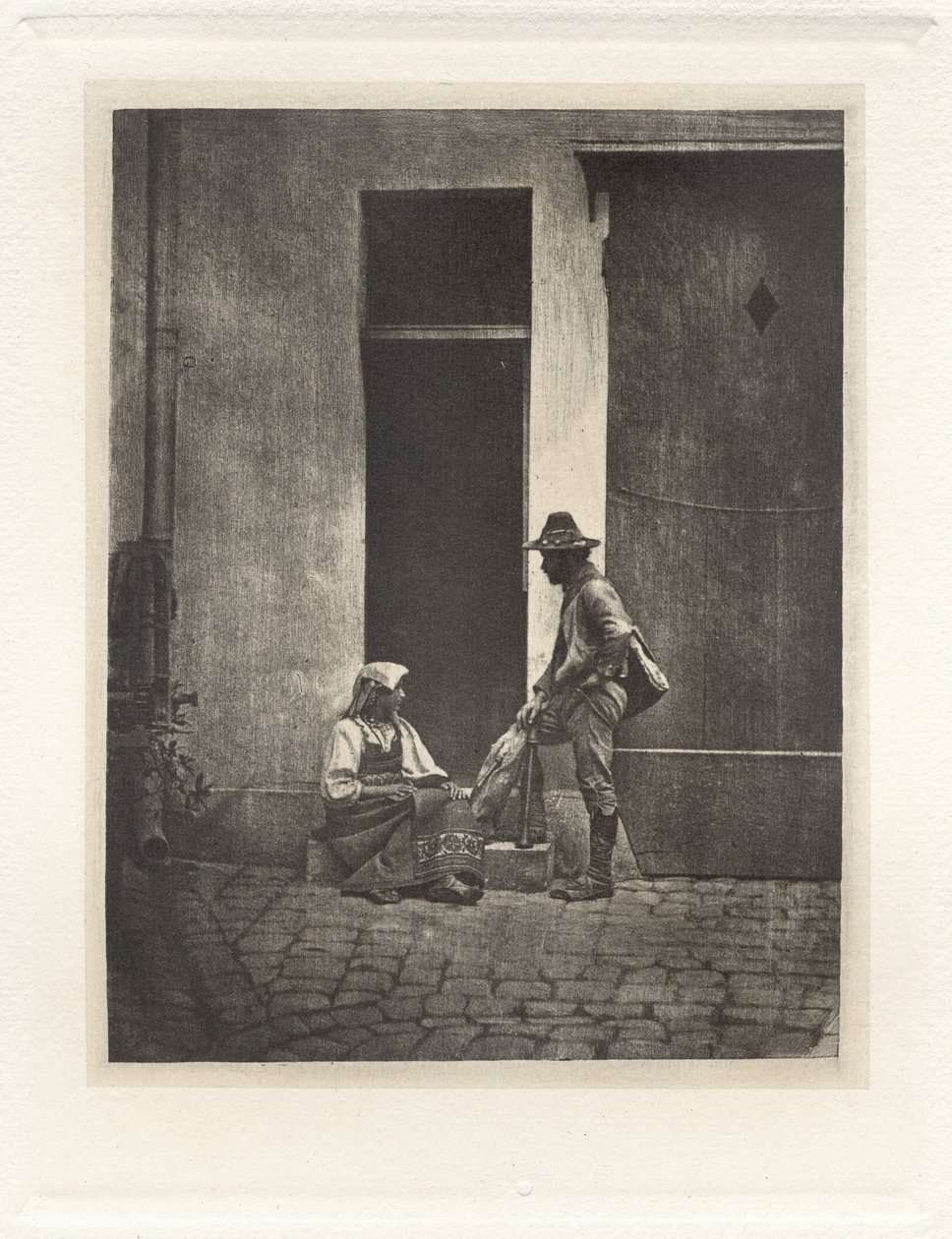IV. tábla – Pifferaro álló és olasz paraszt ülve, a Quai Bourbon 21. szám alatti udvarban alkotó: Charles Nègre, André Jammes