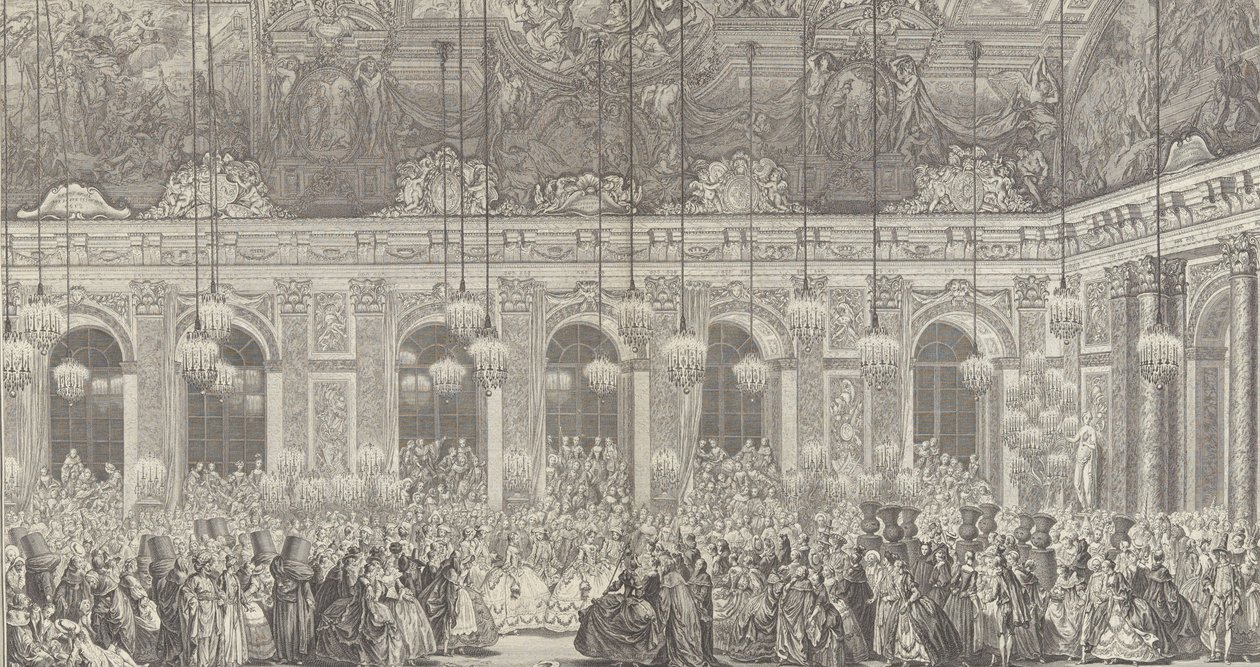 Dekoráció egy álarcosbálhoz Versailles-ban, a t... alkalmából, kb. 1764-es tábla 1860-as utánnyomása. alkotó: Charles Nicolas Cochin
