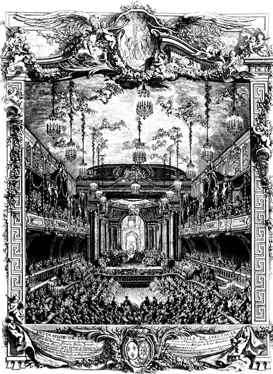 Egy terem díszítése Versailles-ban, Franciaországban, 1745. alkotó: Charles Nicolas Cochin