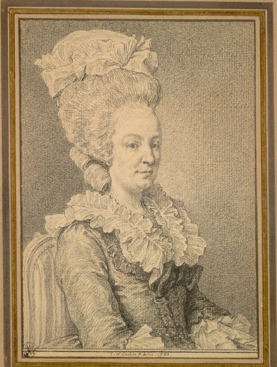 Ülő nő félalakos portréja, 1781. alkotó: Charles Nicolas Cochin