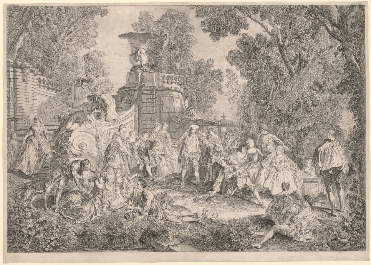 The Game of Blind Mans Bluff, 1739. alkotó: Charles Nicolas Cochin