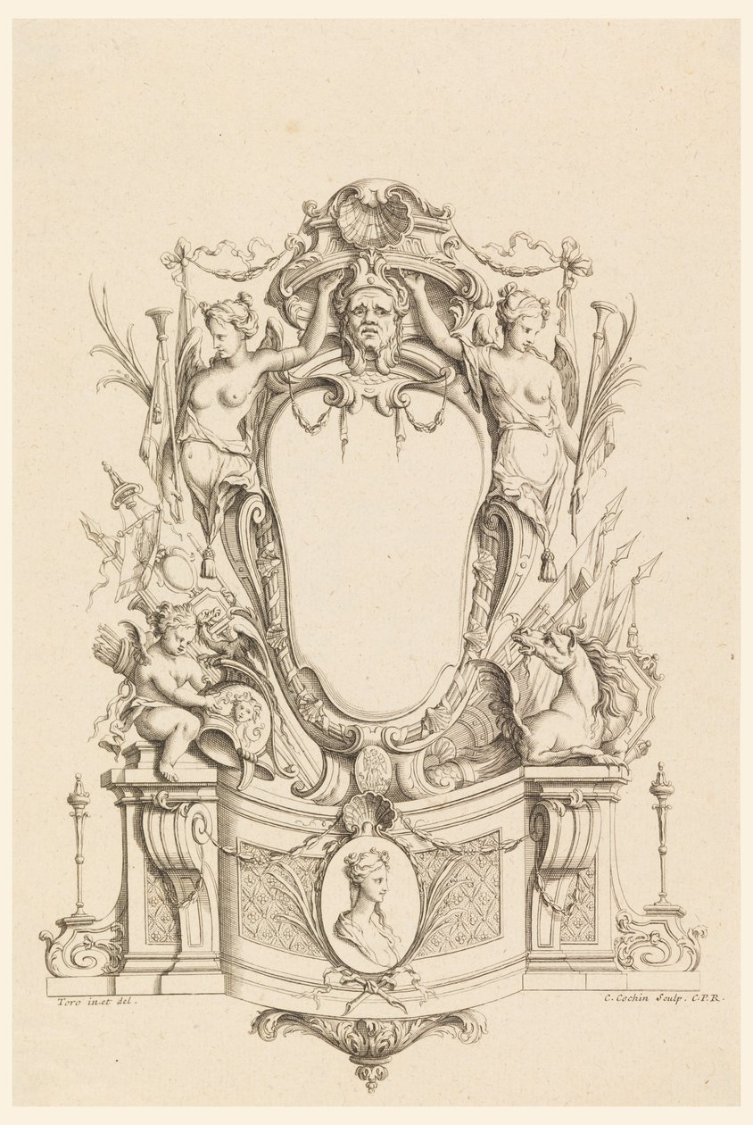 Patron tervezése az "Új feltalált patronokból" alkotó: Charles Nicolas Cochin the younger