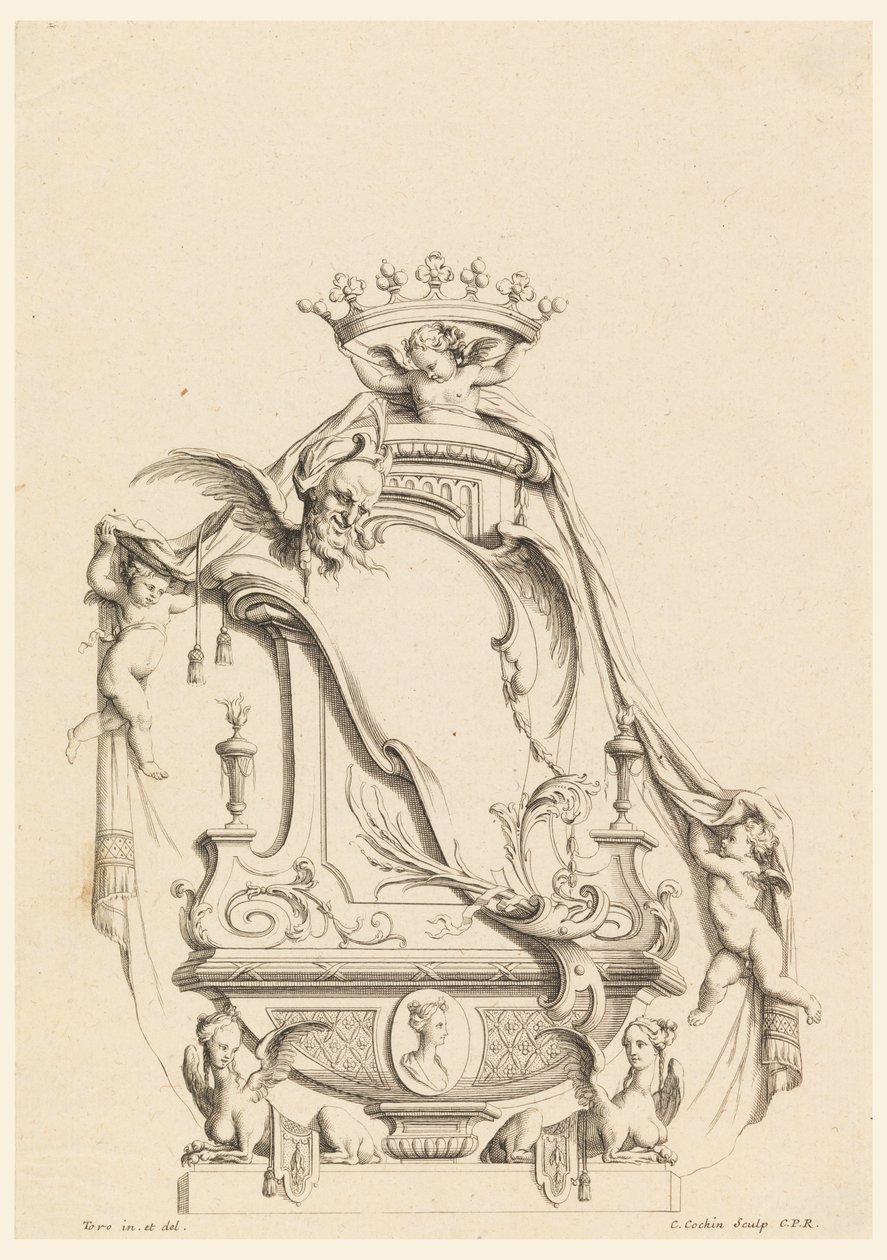 Patron tervezése az "Új feltalált patronokból" alkotó: Charles Nicolas Cochin the younger