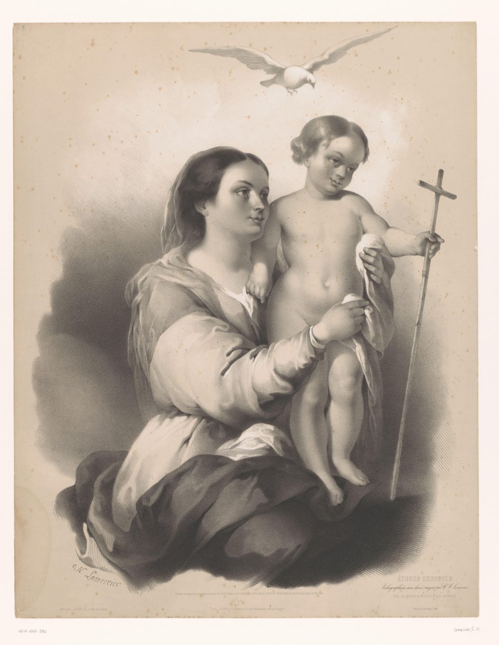 Madonna egy álló gyerekkel az ölében La Vierge de Seville (cím a tárgyon) Válogatott művészek tanulmányai (sorozat címe) Etudes choisies (sorozat címe az objektumon) alkotó: Charles Nicolas Lemercier