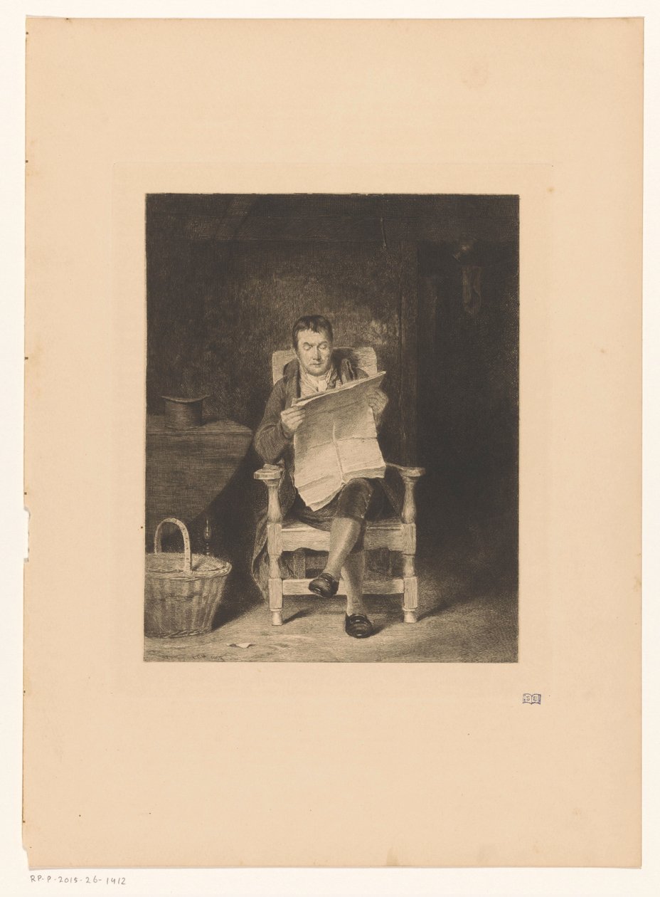 Az ember újságot olvas alkotó: Charles Oliver Murray