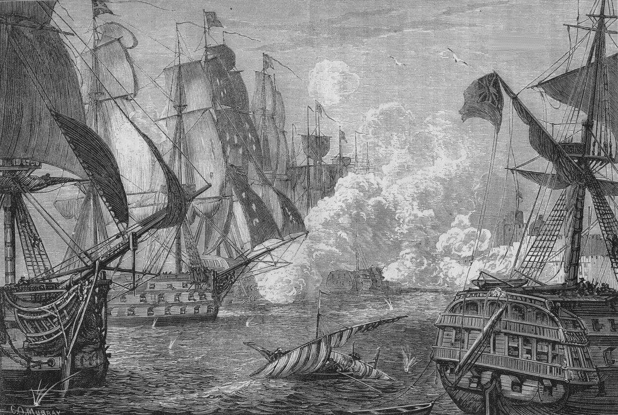 „Acre bombázása”, 1880 alkotó: Charles Olivier Murray