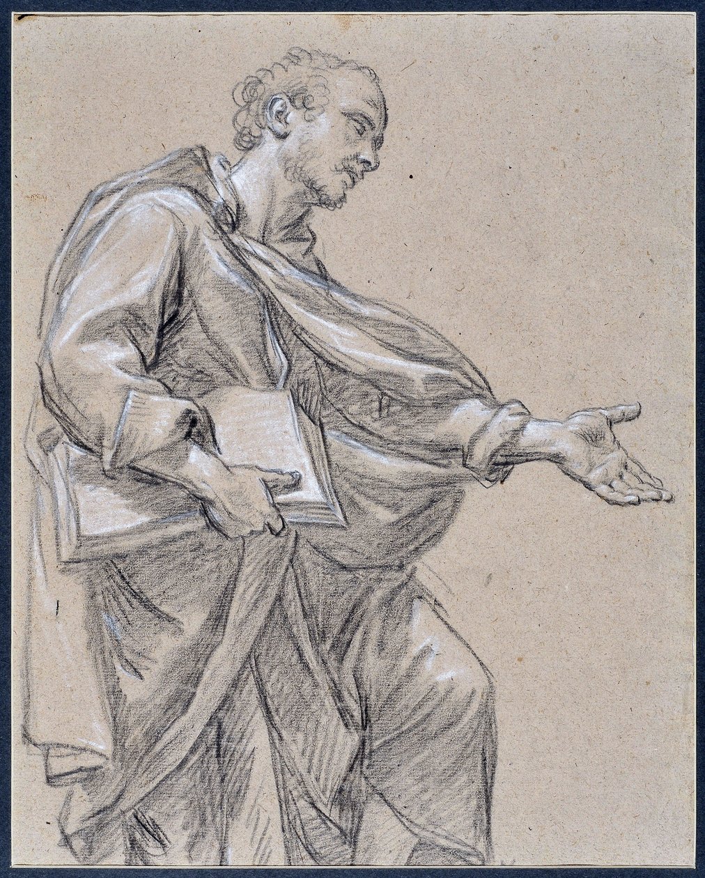 Drape figura könyvet tartva (rajz) alkotó: Charles Parrocel