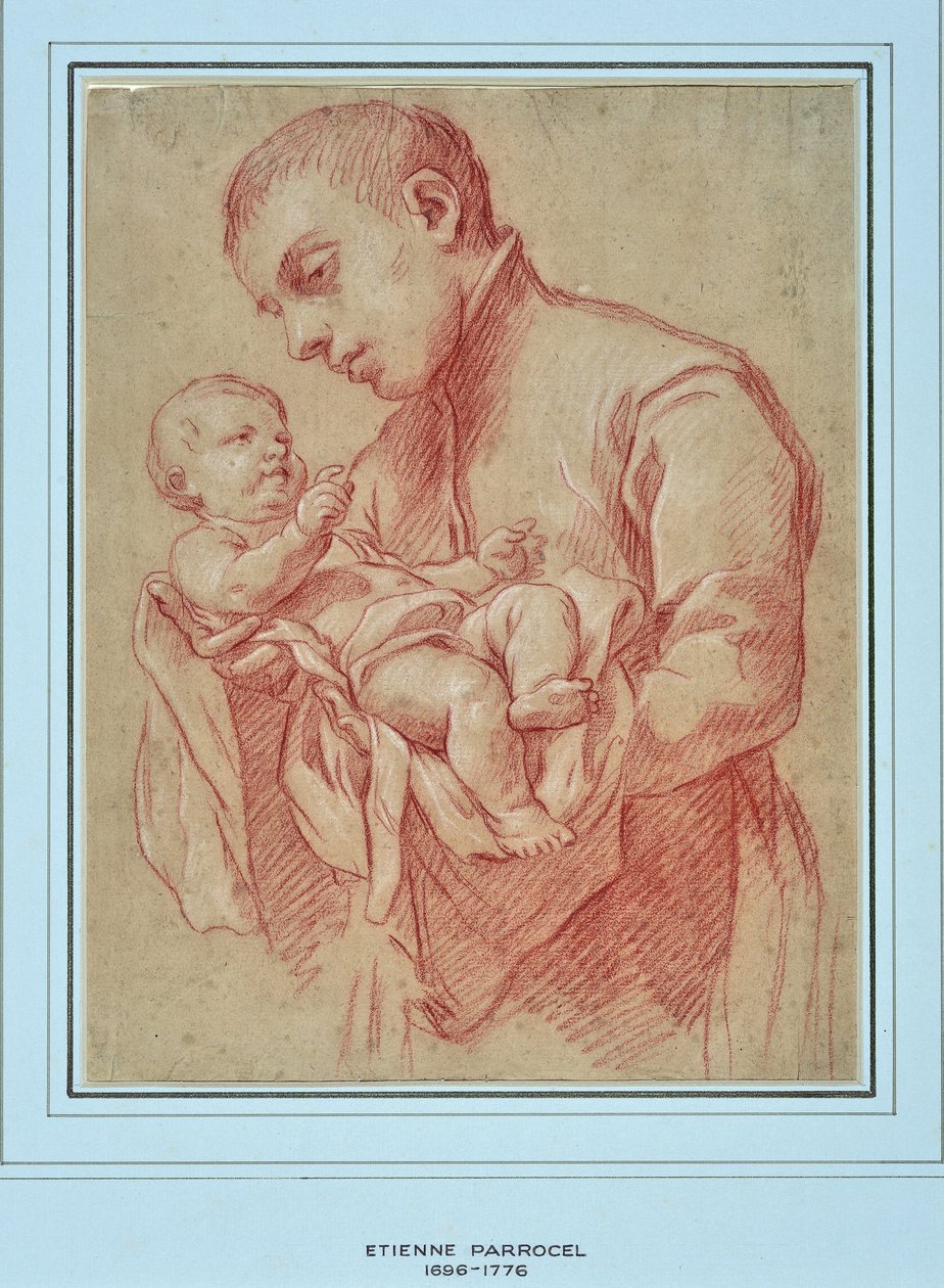 Fiatal vallásos, aki gyermeket tart (rajz) alkotó: Charles Parrocel