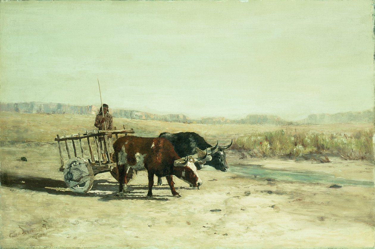 Egy ökörkocsi Új-Mexikóban (olaj, vászon) alkotó: Charles Partridge Adams