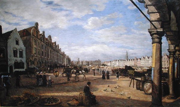 A Grande Place dArras a piac napján, 1878 alkotó: Charles Paul Etienne Desavary