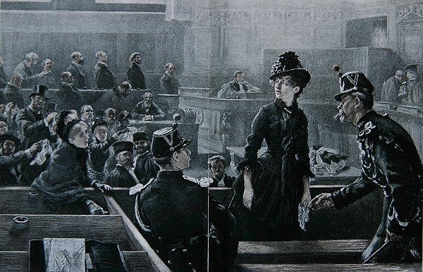 A felmentő ítélet után, Michelet metszete, a "Le Monde Judiciaire"-ből a "Paris Illustre"-ban. alkotó: Charles Paul Renouard