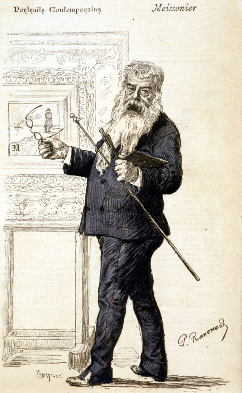 Meissonier portréja. Metszet a 19. század végéről. alkotó: Charles Paul Renouard