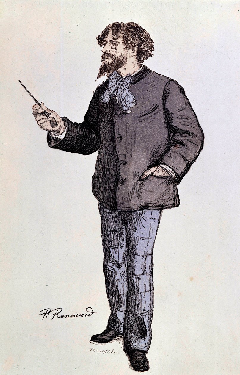 Alphonse Daudet író portréja (1840-1897) Paul Renouard illusztrációja 19. századi magángyűjtemény alkotó: Charles Paul Renouard