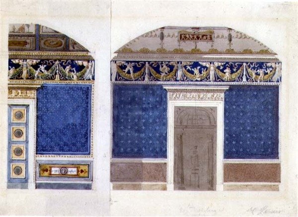 Terv egy empire palota enteriőrjéhez, 1810 körül (akvarell és gouache, papír) alkotó: Charles Percier