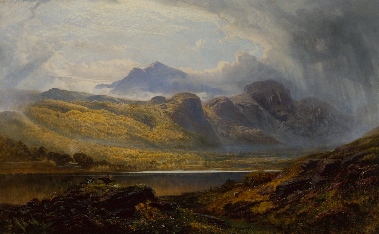 Llyn Crafnant, Moel Siabed a távolban, Észak-Wales alkotó: Charles Pettitt