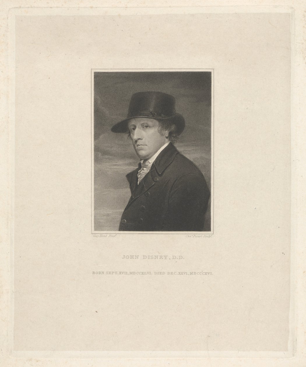 John Disney D.D., született 1746. szeptember 17-én, meghalt 1816. december 26-án alkotó: Charles Picart