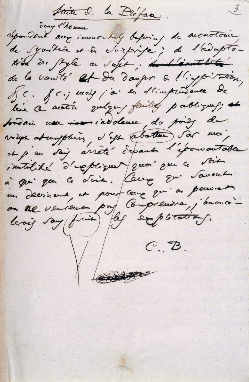 Projekt a „Les Fleurs du Mal” 2. kiadásának előszavához (toll és tinta papíron) alkotó: Charles Pierre Baudelaire