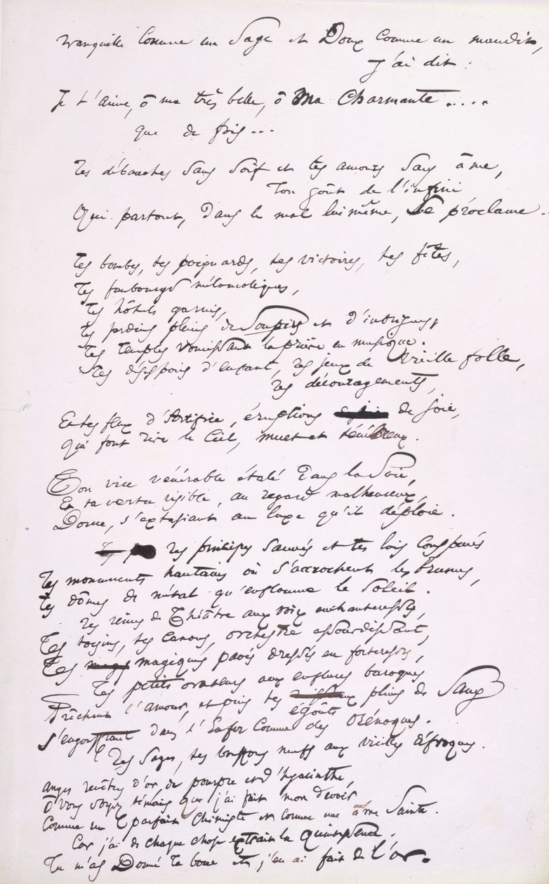 Projekt a „Les Fleurs du Mal” 2. kiadásának előszavához (toll és tinta papíron) alkotó: Charles Pierre Baudelaire