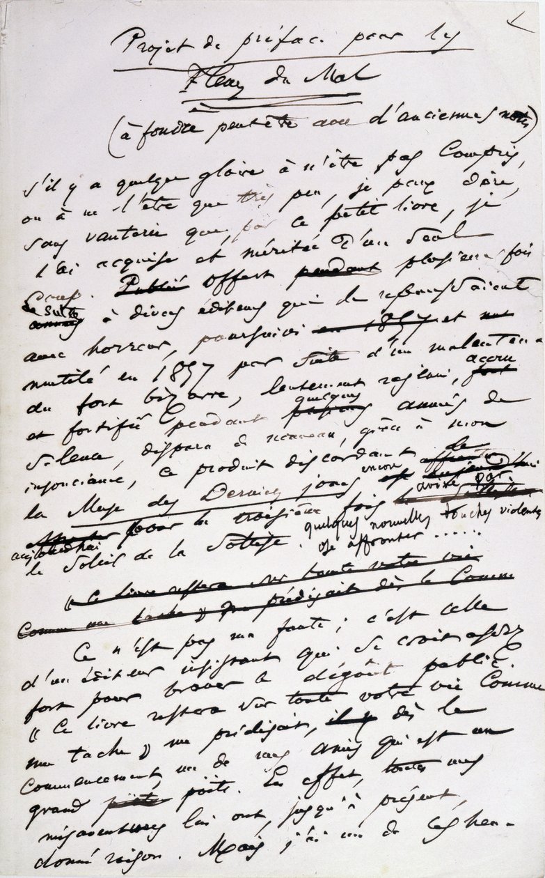 Projektek a „les Fleurs du Mal” 2. kiadásának előszavaihoz (toll és tinta papíron) alkotó: Charles Pierre Baudelaire