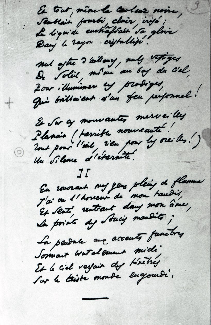 „Reve Parisien” autogramvers (papíron toll és tus) (f/w fotó) alkotó: Charles Pierre Baudelaire