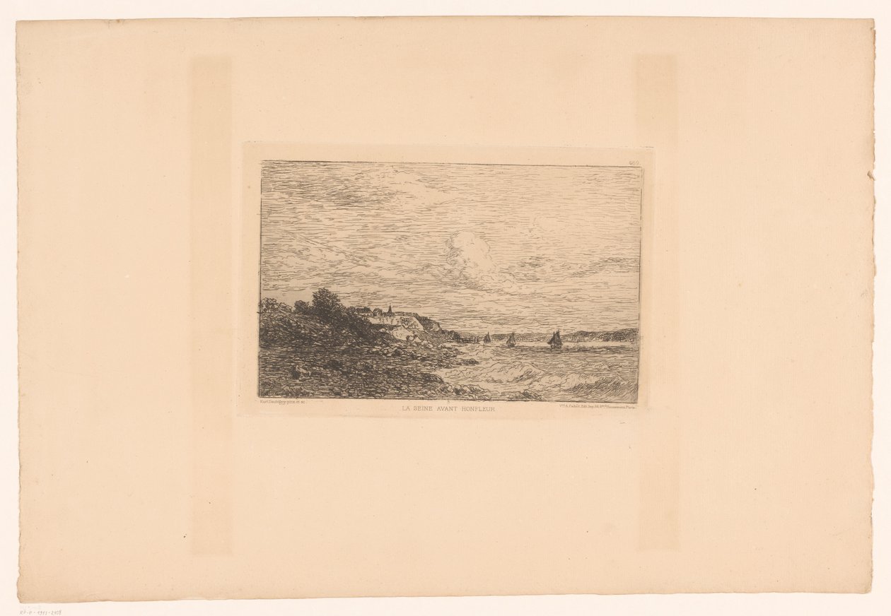 Kilátás a Szajnára Honfleurben La Szajna Honfleur előtt (cím az objektumon) alkotó: Charles Pierre Daubigny