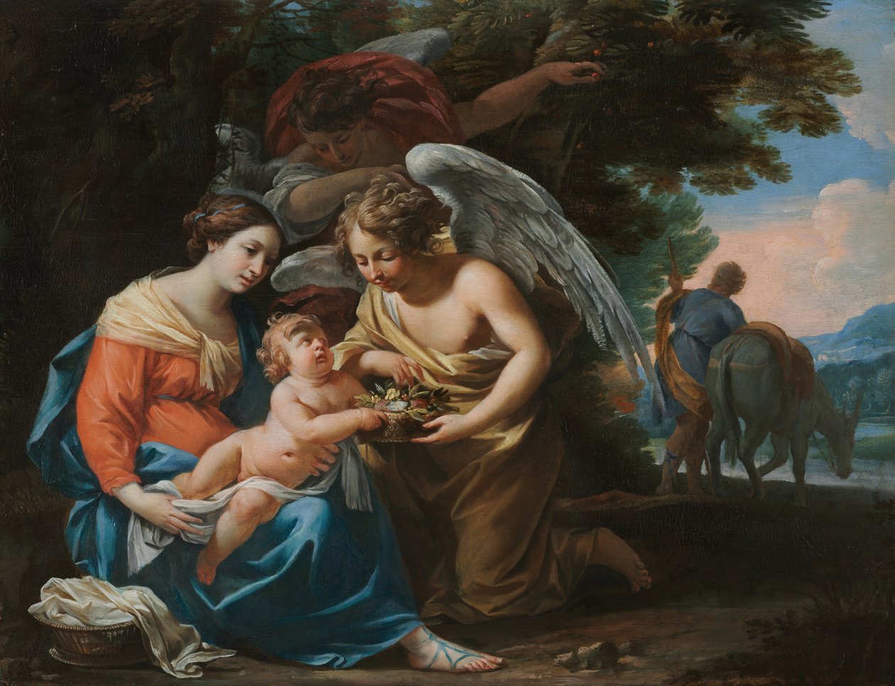 Pihenés az egyiptomi menekülésen, 1640 körül (olaj, fa) alkotó: Charles Poërson