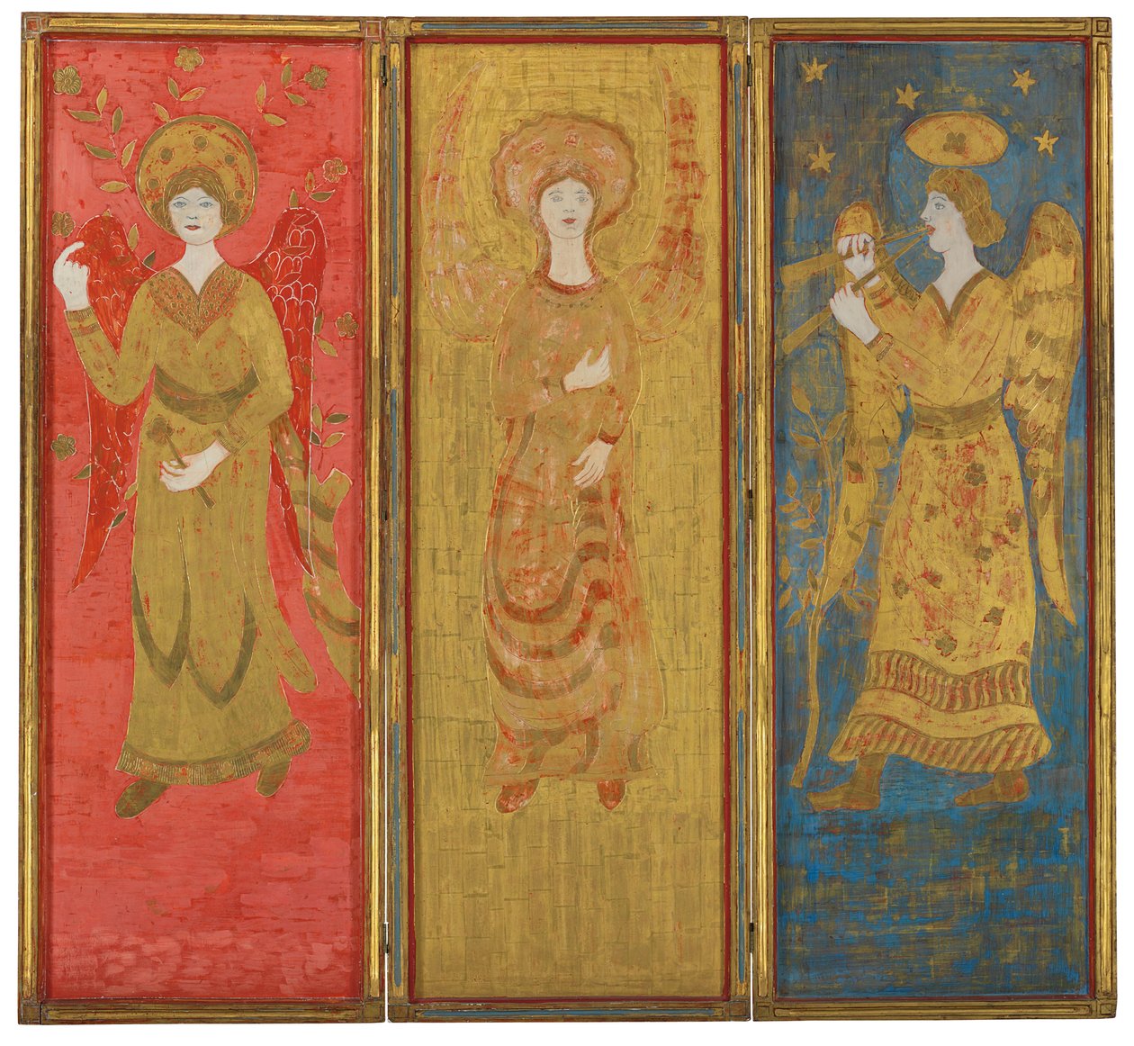 Három paneles képernyő (fordított), 1916-1917 körül (olaj és arany levél kovácsolt fán) alkotó: Charles Prendergast