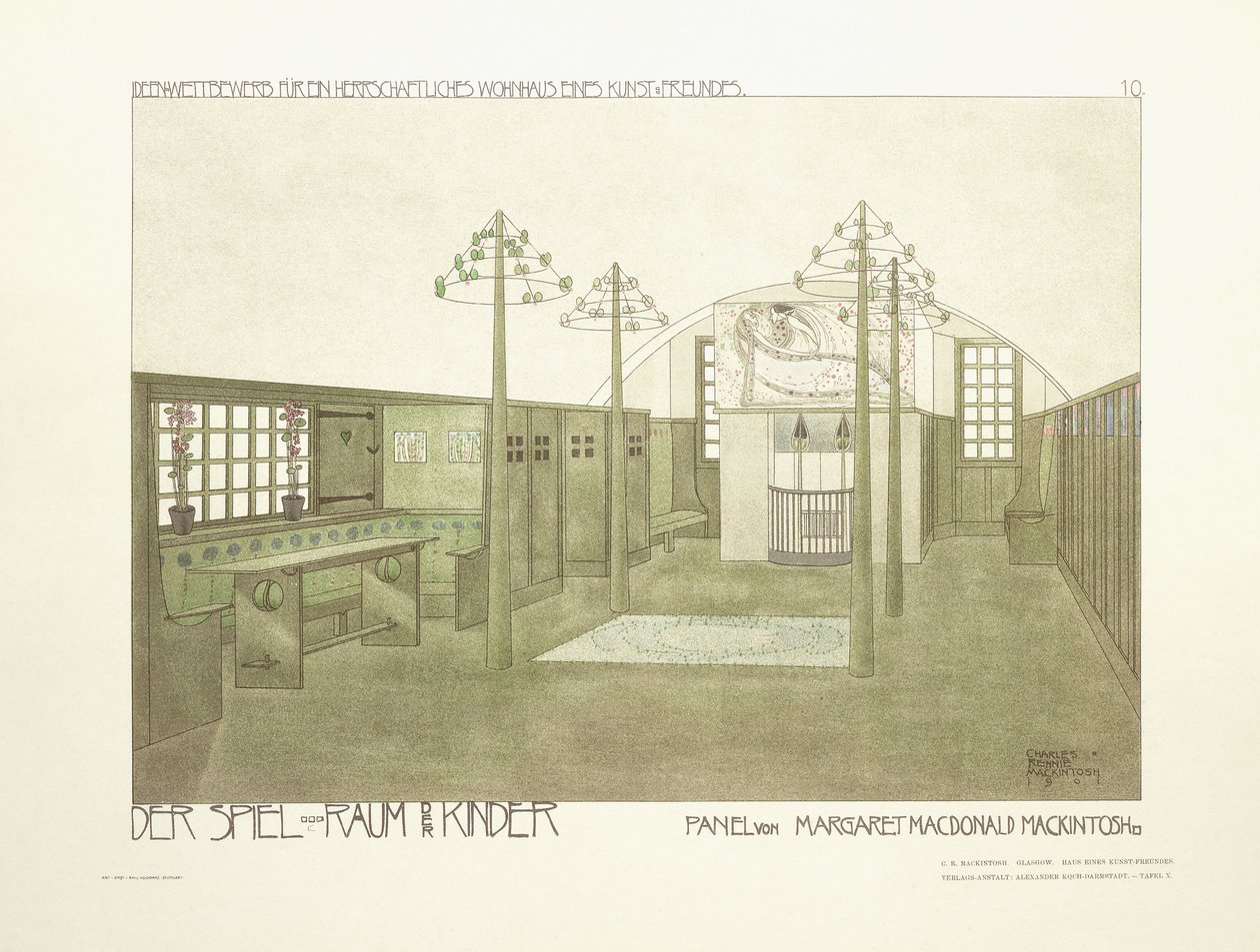 Óvoda, 1901 körül (színes litográfia) alkotó: Charles Rennie (after) Mackintosh