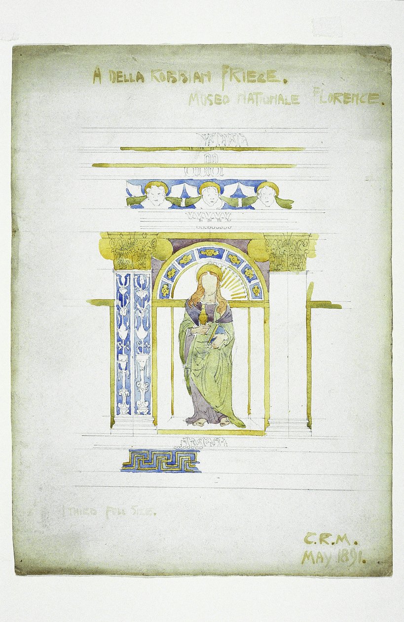 A Della Robbian [sic] Frieze, Museo Nationale, Firenze, 1891 (ceruza és akvarell papíron) alkotó: Charles Rennie Mackintosh