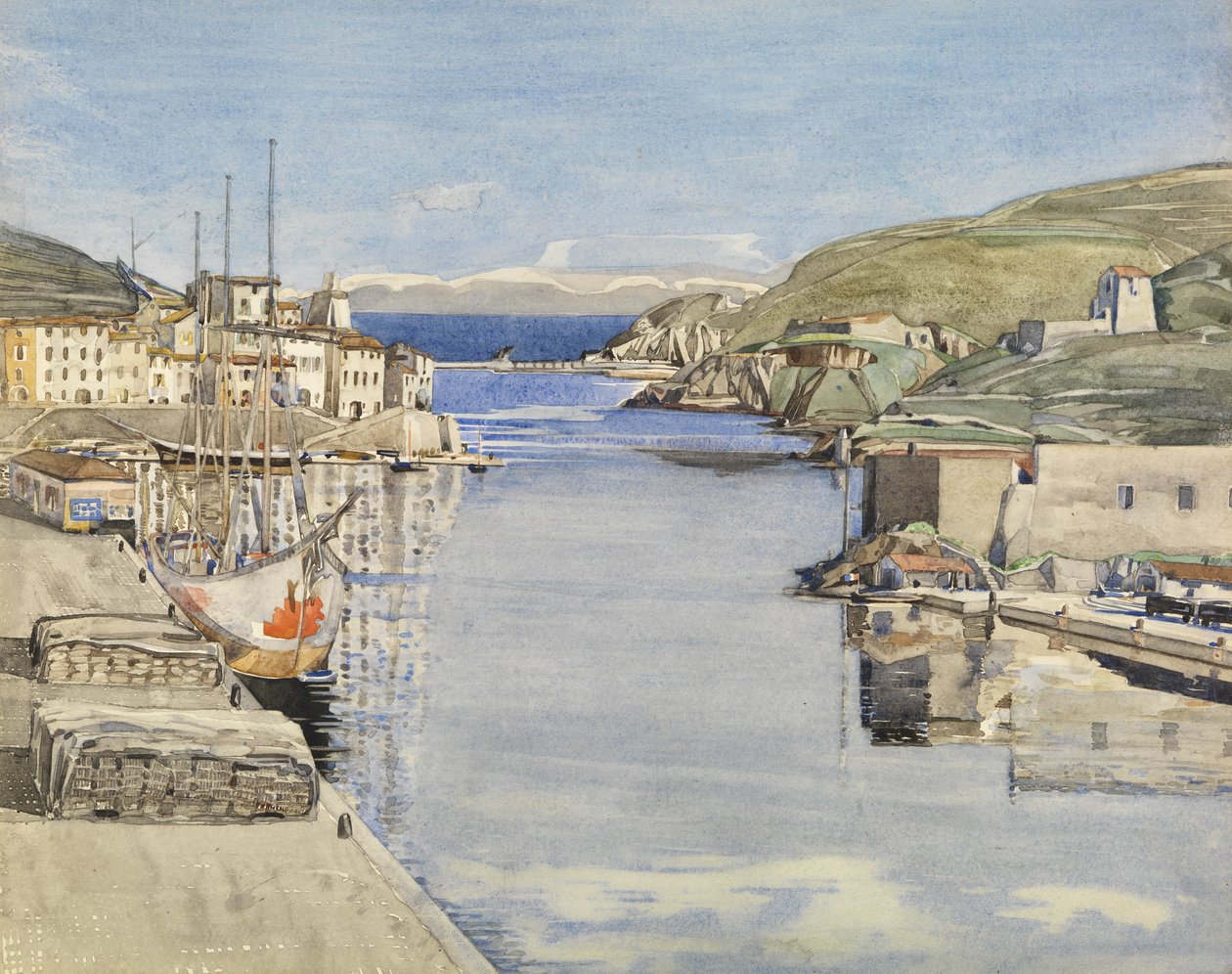 Egy déli kikötő (akvarell papíron) alkotó: Charles Rennie Mackintosh