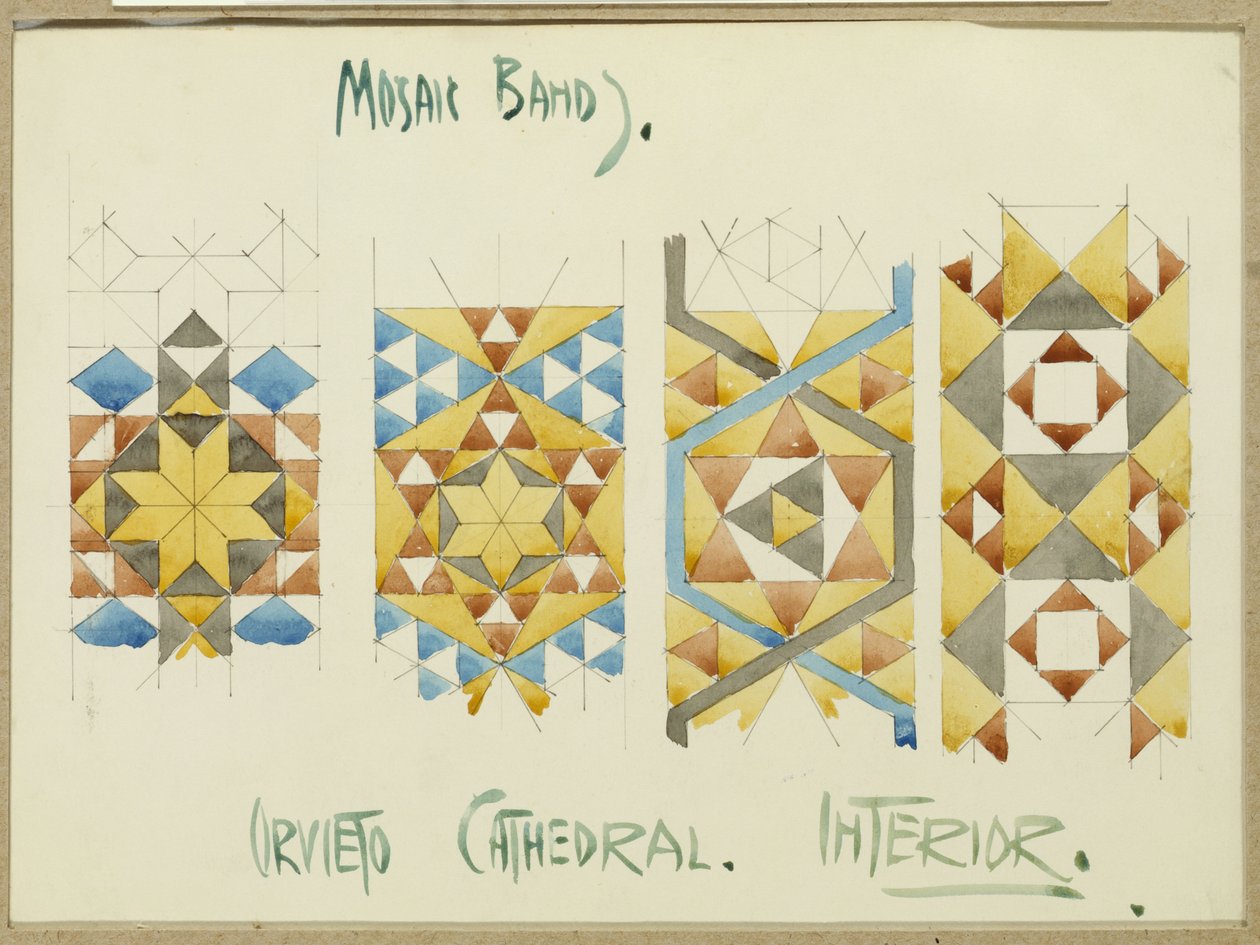 Mozaikszalagok tanulmányozása, Orvieto katedrális, 1891 alkotó: Charles Rennie Mackintosh