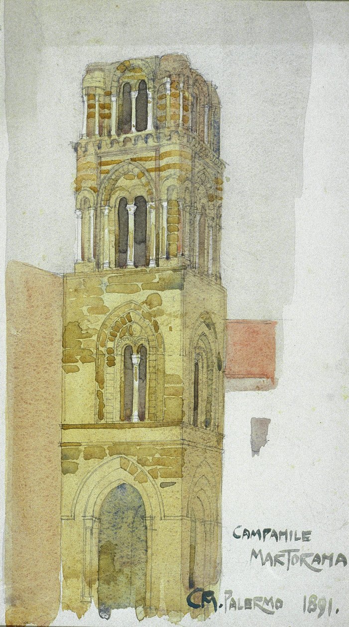 Campanile Martorana, Palermo, 1891 (ceruza és akvarell) alkotó: Charles Rennie Mackintosh