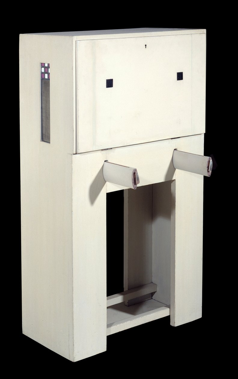 Charles Rennie Mackintosh (1868-1928); titkárülés (1904) fehérre lakkozott fa. magasság: 1,21; Párizs, Musee d