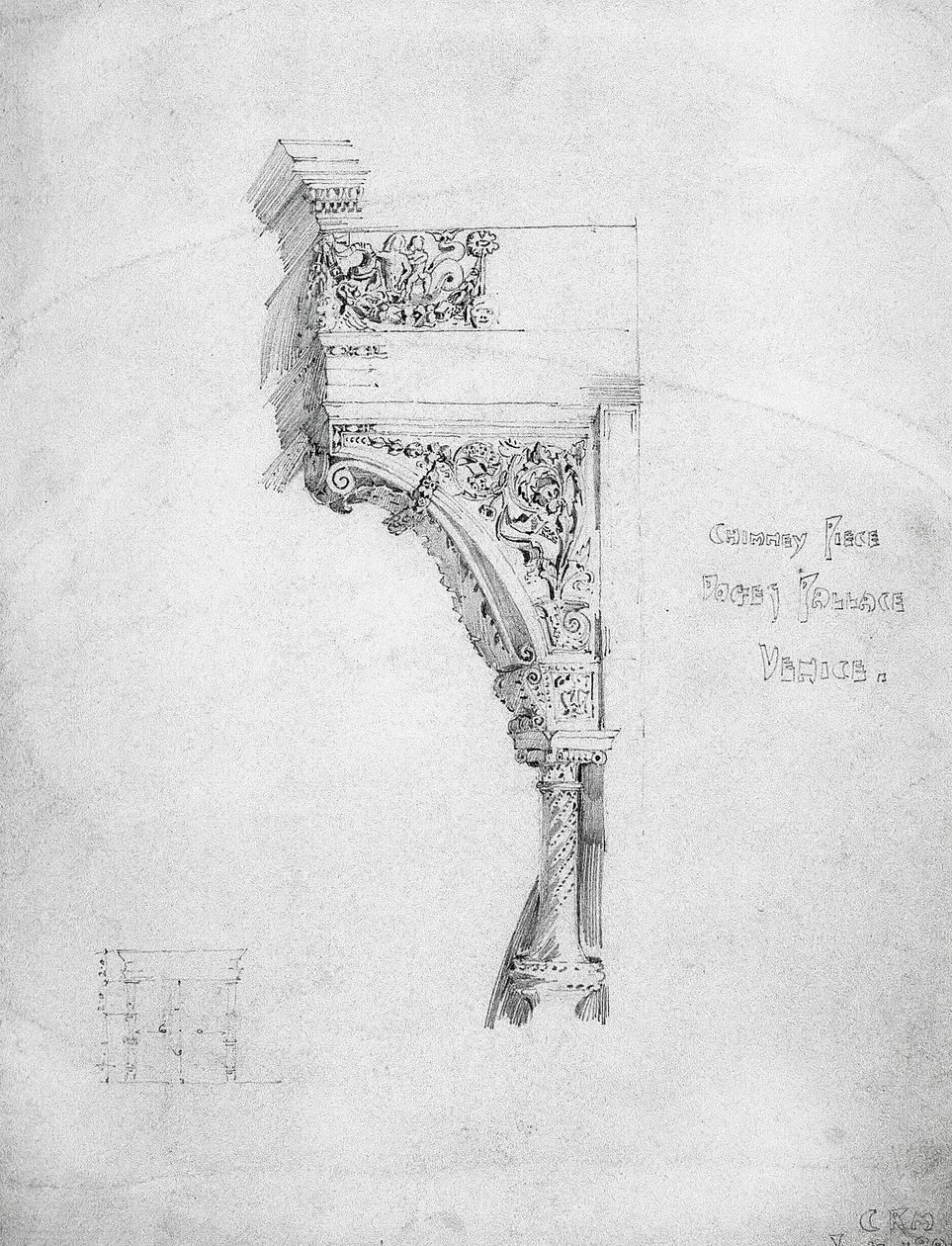 Kéménydarab, Dózsa-palota, Velence, 1891 alkotó: Charles Rennie Mackintosh