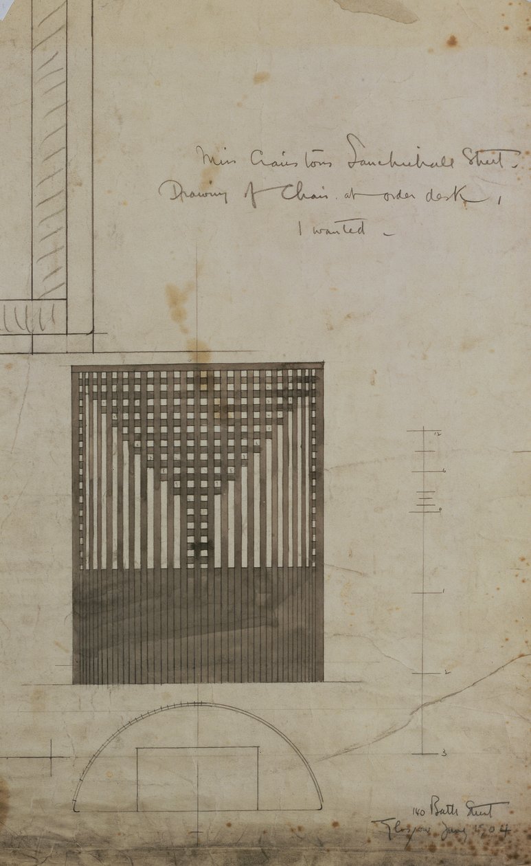 Tervezés hordószékhez alkotó: Charles Rennie Mackintosh