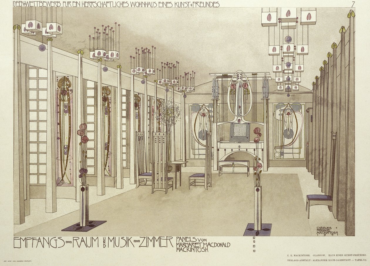 Tervezés egy zeneteremhez, 1901 körül alkotó: Charles Rennie Mackintosh
