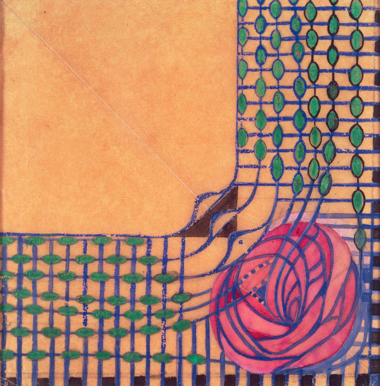 Tervezés nyomtatott textilhez (akvarell) alkotó: Charles Rennie Mackintosh