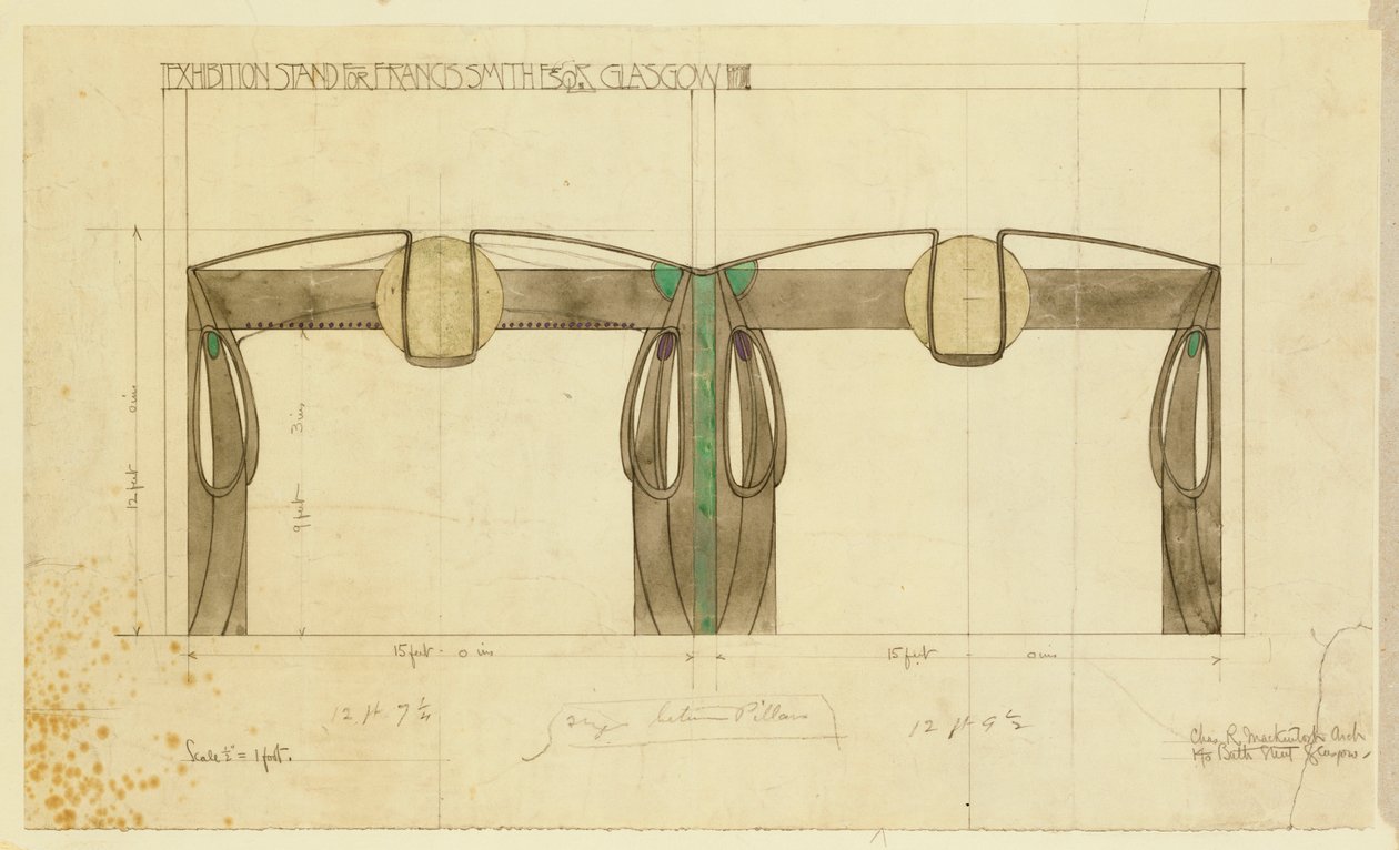 A glasgow-i kiállításon használt Francis Smith kiállítási standjának terve, 1901. alkotó: Charles Rennie Mackintosh