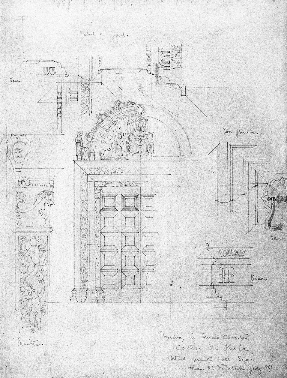 Ajtó a kis kolostorban, Certosa di Pavia, 1891 alkotó: Charles Rennie Mackintosh