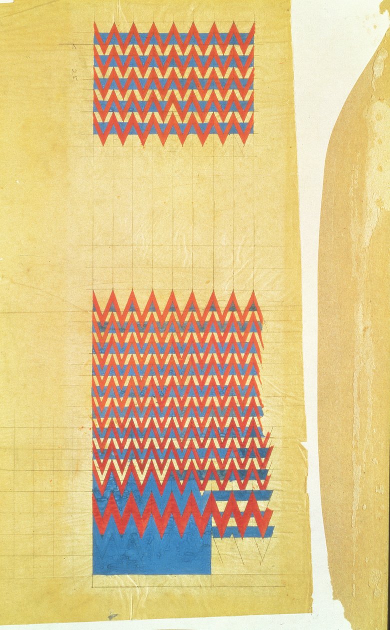 Szövetkialakítás, 1916 (ceruza és testszín olajozott pauszpapíron) alkotó: Charles Rennie Mackintosh
