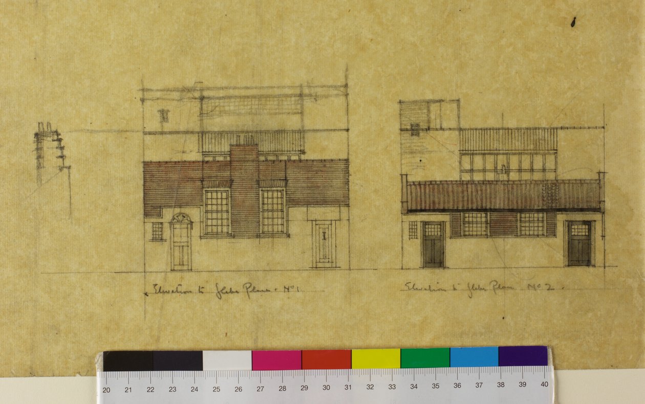 Harold Squire Stúdió: magaslatok, alternatív magasság a Glebe Place-hez alkotó: Charles Rennie Mackintosh