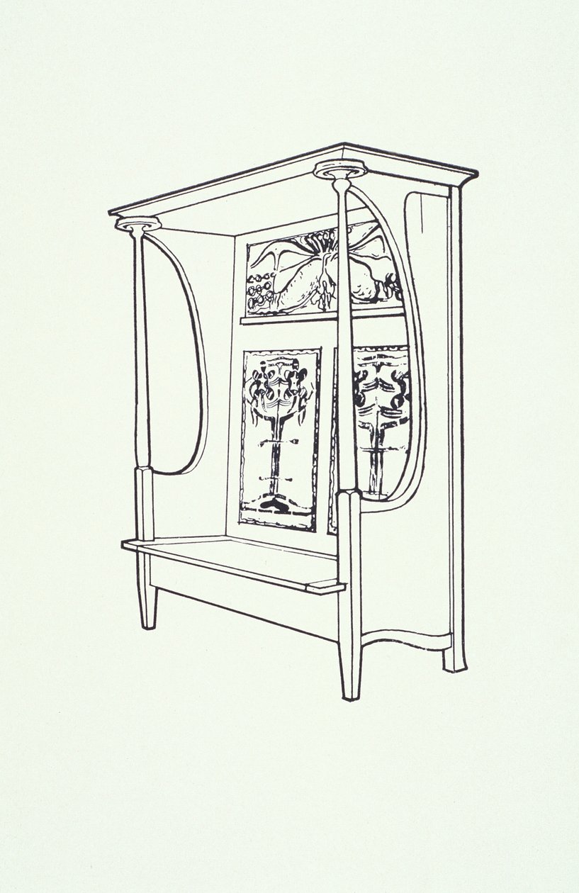Bútor vonalrajza (szekrény), 1910 körül (tintával papírra) alkotó: Charles Rennie Mackintosh