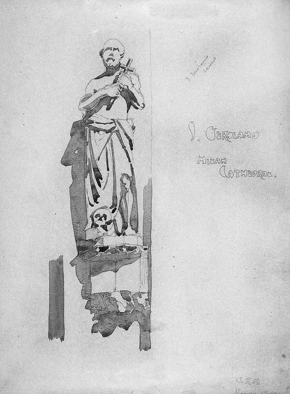 Szent Jeromos, 1891 (ceruza és akvarell papíron) alkotó: Charles Rennie Mackintosh