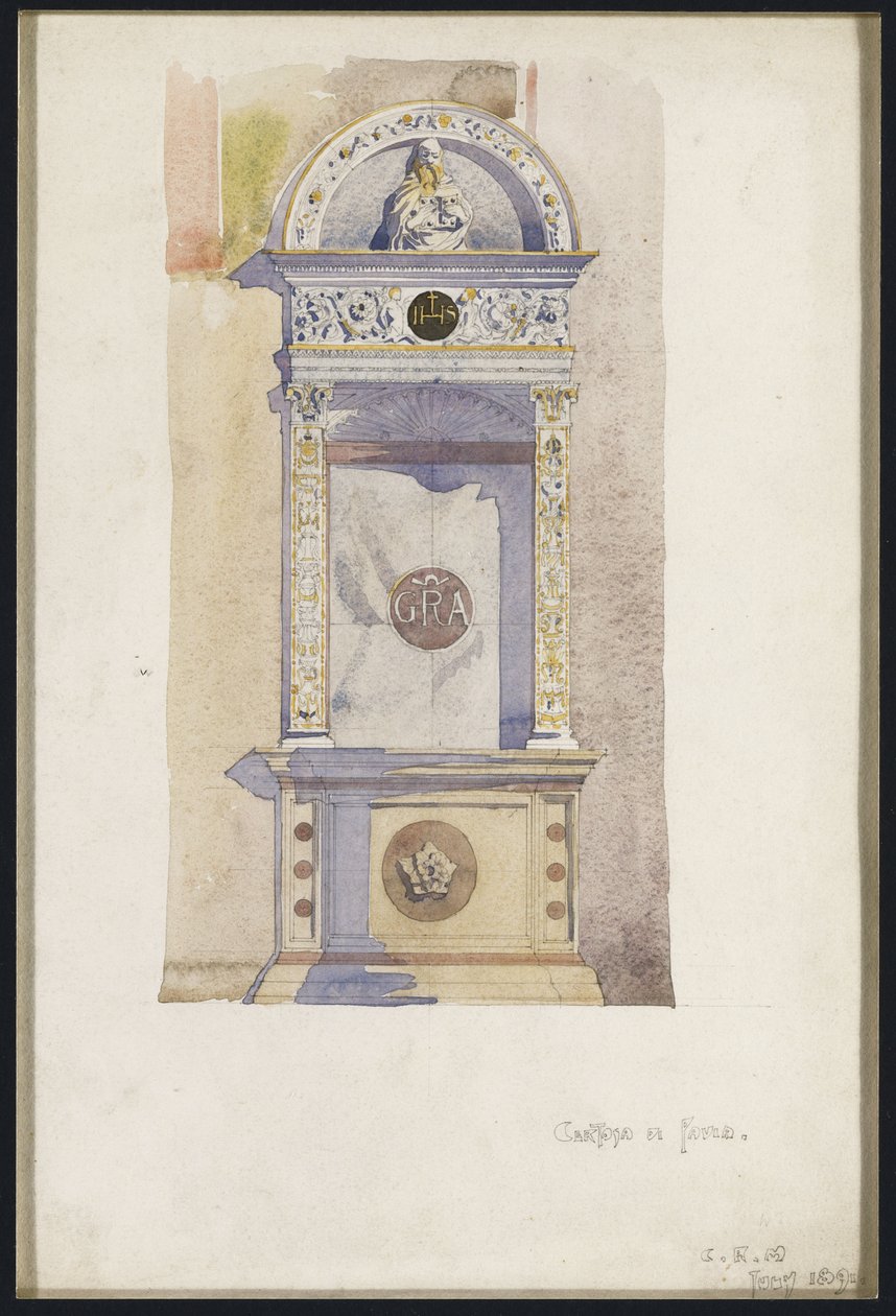 Tanulmány egy jezsuita oltárról, Certosa di Pavia, 1891 alkotó: Charles Rennie Mackintosh