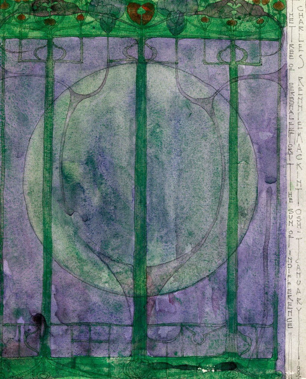 A személyes erőfeszítés fája, Charles Rennie Mackintosh (1868-1928), ceruza és akvarell papíron, 32x25 cm alkotó: Charles Rennie Mackintosh