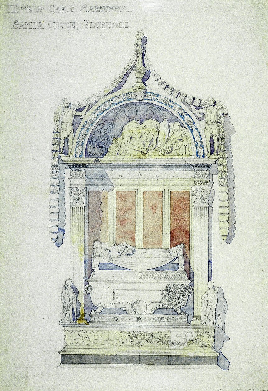 Carlo Marsuppini sírja, Santa Croce, Firenze, 1891 (akvarell, papír) alkotó: Charles Rennie Mackintosh