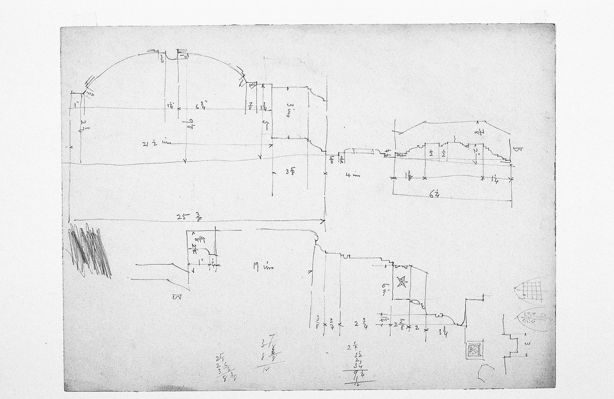 Cím nélkül (vázlatok munkalapja), 1891 alkotó: Charles Rennie Mackintosh