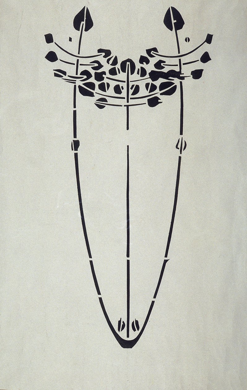 Modern reprodukció az eredeti Mackintosh stencilről fali dekorációhoz, fa motívum, 1902 (poszter színe patronpapíron) alkotó: Charles Rennie Mackintosh