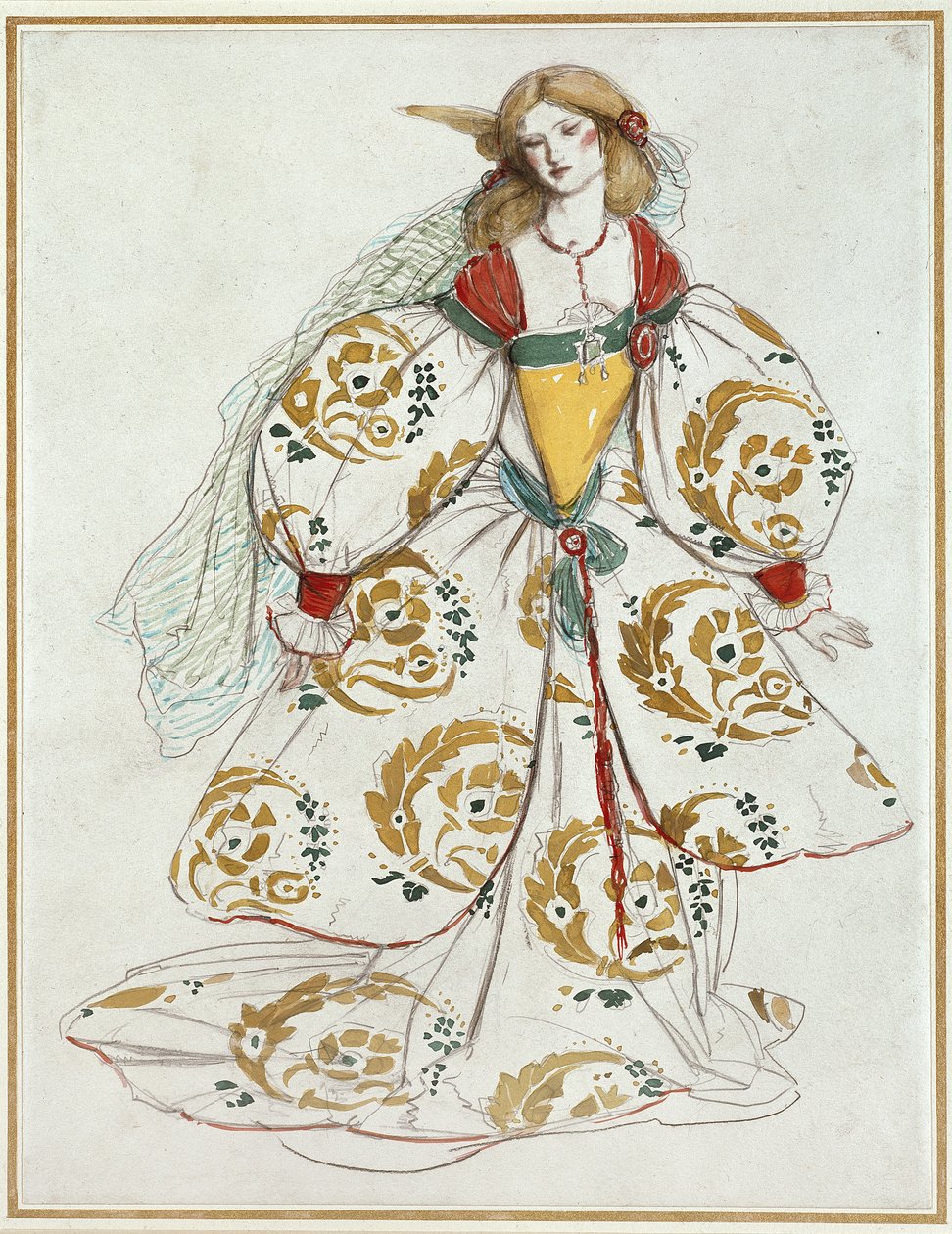 Jelmeztervezés (akvarell grafit felett fehér papíron) alkotó: Charles Ricketts